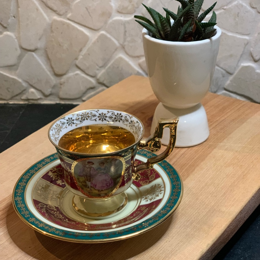 J.K DECOR CARLSBAD | Demitasse Gilded Cup and Saucer